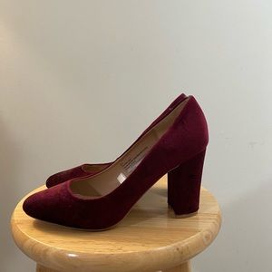 Red velvet heels